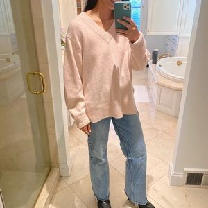 Vince Pink Cashmere V-Neck Sweater